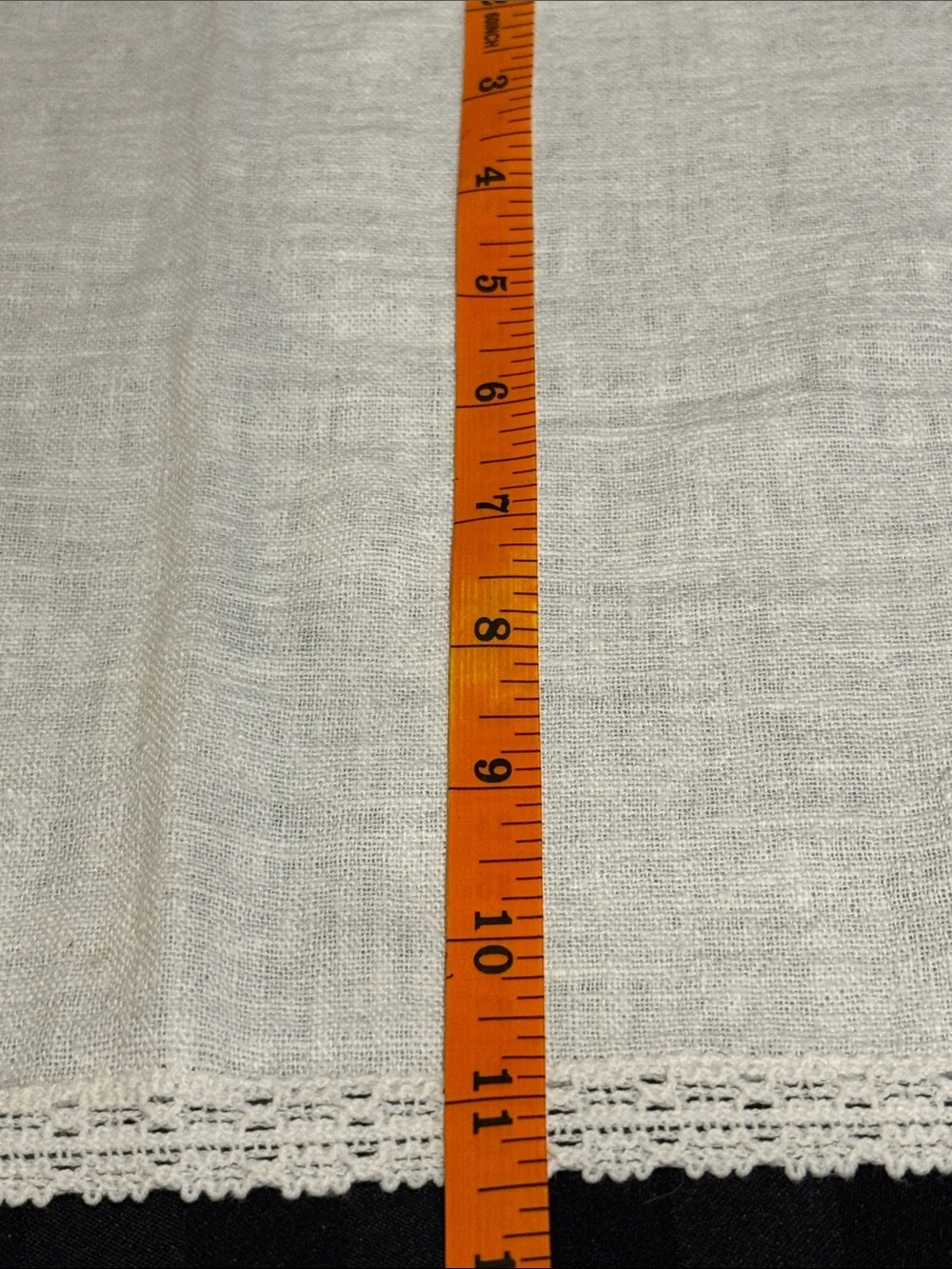 Hand Embroidered Linen Dresser or Table Runner with Blue Rose Motif